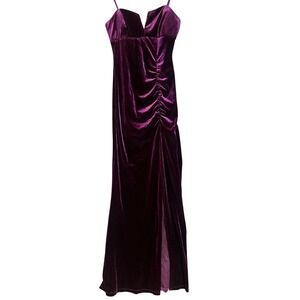 Whimsigoth Emerald Sundae Womens Purple Velvet Formal Gown Dress Small